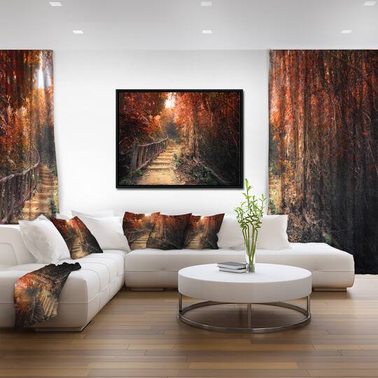 Designart - Stairway Through Red Fall Forest